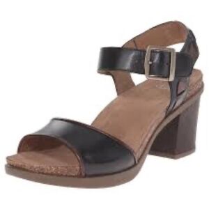 Dansko Debby Slingback Black/Brown Leather Sandals Sz 39/US 8.5-9